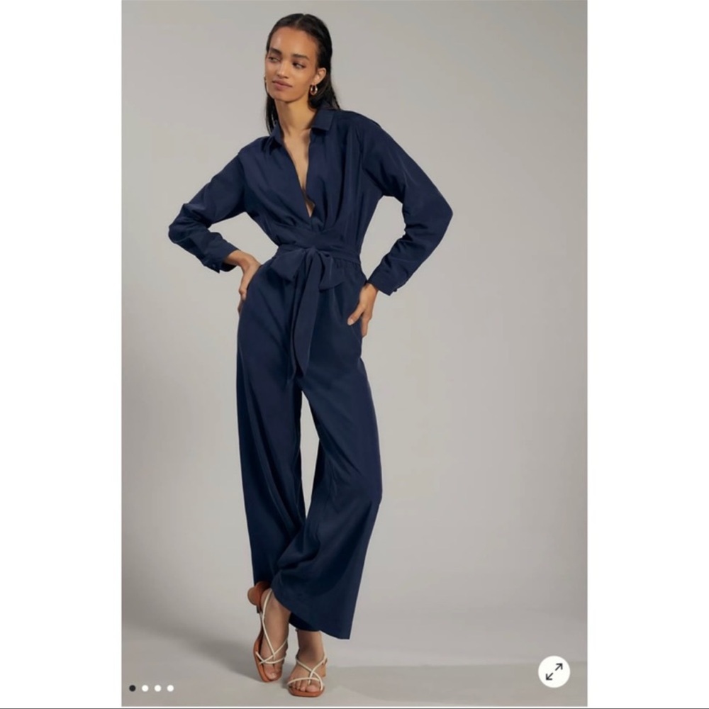 ANTHROPOLOGIE Wide Leg Wrap Belt Jumpsuit